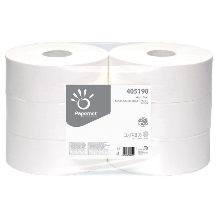 Papernet Standard Maxi Jumbo Toilettenpapier 1- lagig 6 Rollen naturweiß